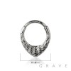 316L SURGICAL STEEL CROCODILE SKIN TEARDROP SEPTUM HINGED SEGMENT HOOP RING
